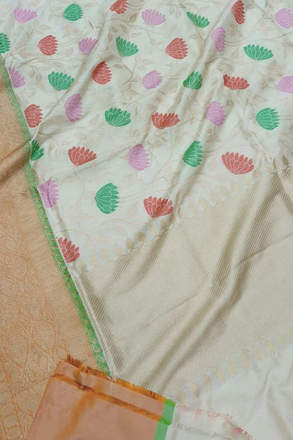 Exquisite Pastel Banarasi Katan Silk Saree - Luxurion World