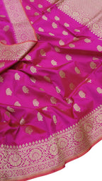 Exquisite Pink Banarasi Katan Silk Saree - Luxurion World