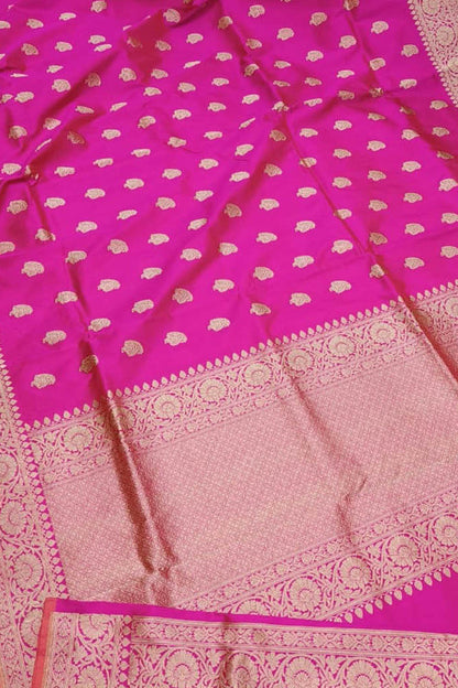 Exquisite Pink Banarasi Katan Silk Saree - Luxurion World