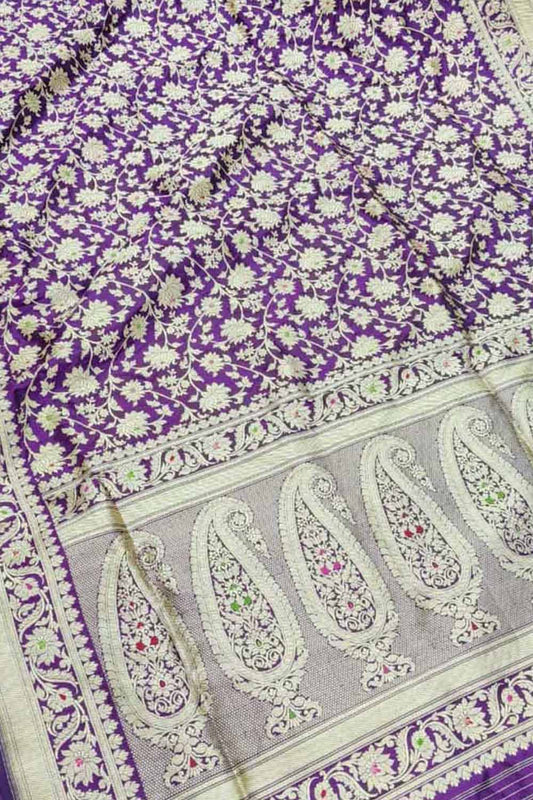 Elegant Purple Banarasi Silk Saree - Luxurion World
