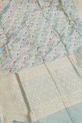 Exquisite Blue Banarasi Silk Saree - Handloom Katan - Luxurion World