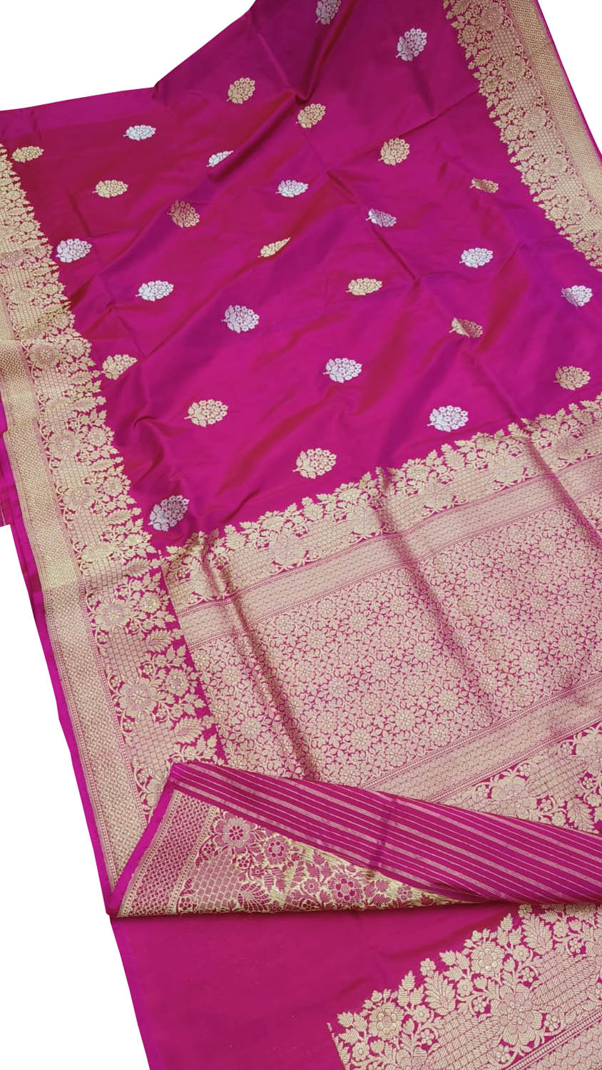 Exquisite Pink Banarasi Katan Silk Saree - Luxurion World