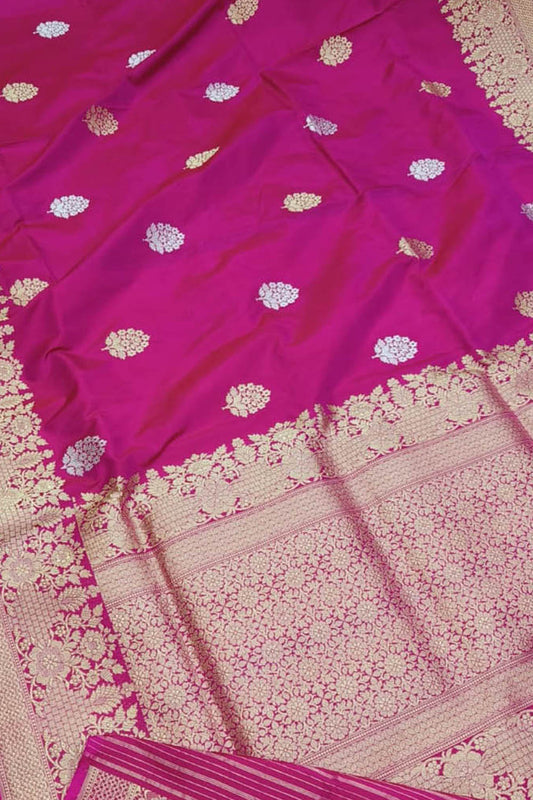 Exquisite Pink Banarasi Katan Silk Saree - Luxurion World