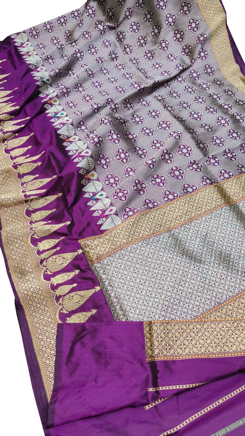Exquisite Purple Banarasi Handloom Silk Saree - Luxurion World