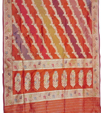 Multicolor Banarasi Handloom Pure Katan Silk Rangkat Saree - Luxurion World