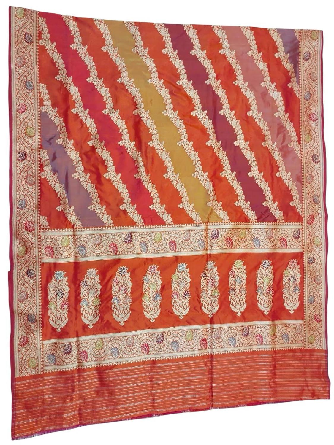 Multicolor Banarasi Handloom Pure Katan Silk Rangkat Saree - Luxurion World