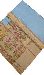 Exquisite Blue Banarasi Paithani Handloom Pure Katan Silk Meenakari Saree - Luxurion World
