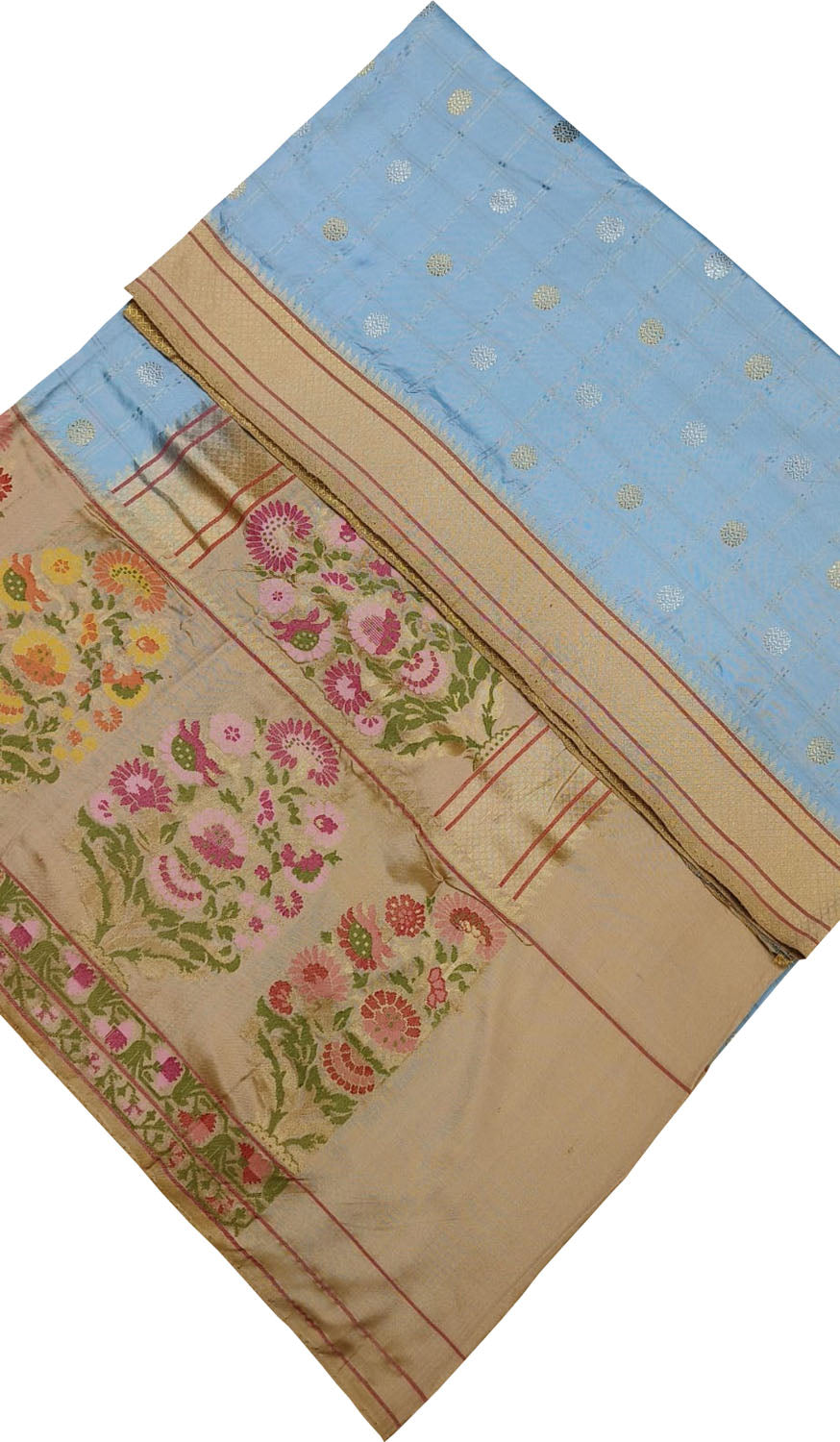 Exquisite Blue Banarasi Paithani Handloom Pure Katan Silk Meenakari Saree - Luxurion World