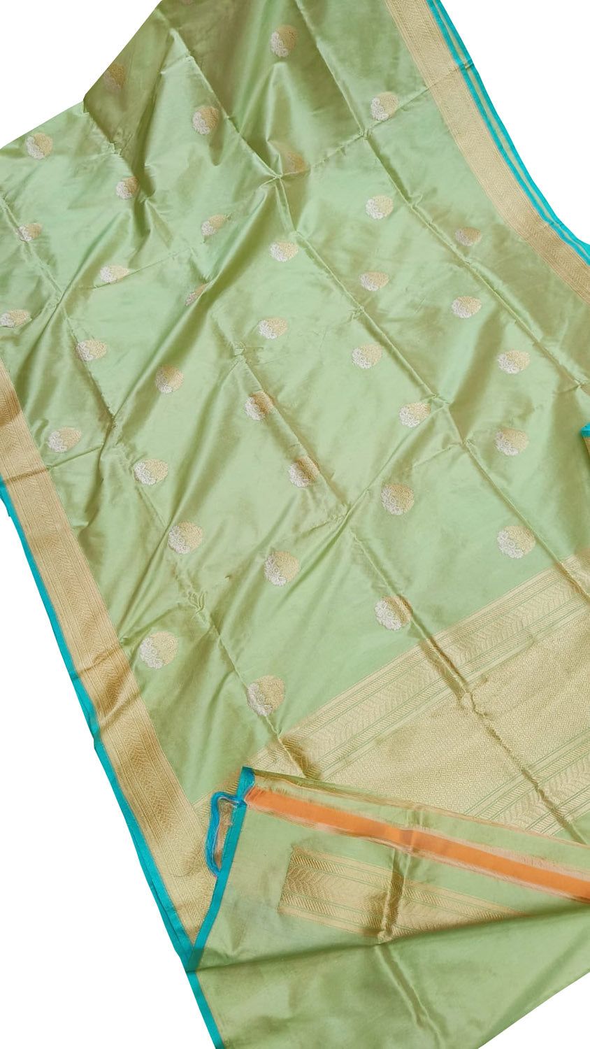 Elegant Green Banarasi Handloom Pure Katan Silk Sona Roopa Saree - Luxurion World