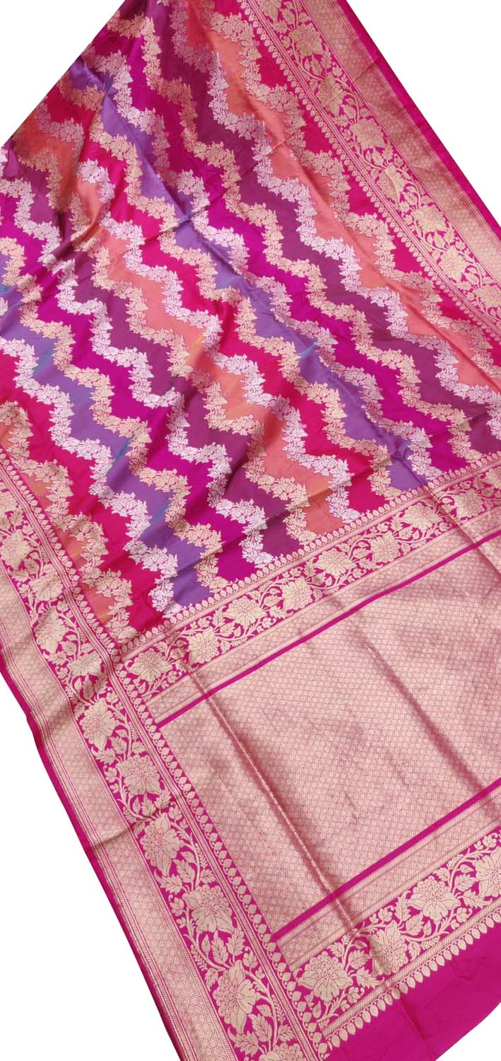 Exquisite Multicolor Banarasi Handloom Pure Katan Silk Rangkat Saree - Luxurion World