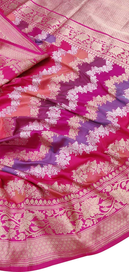 Exquisite Multicolor Banarasi Handloom Pure Katan Silk Rangkat Saree - Luxurion World