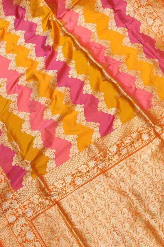 Exquisite Multicolor Banarasi Handloom Pure Katan Silk Rangkat Saree - Luxurion World