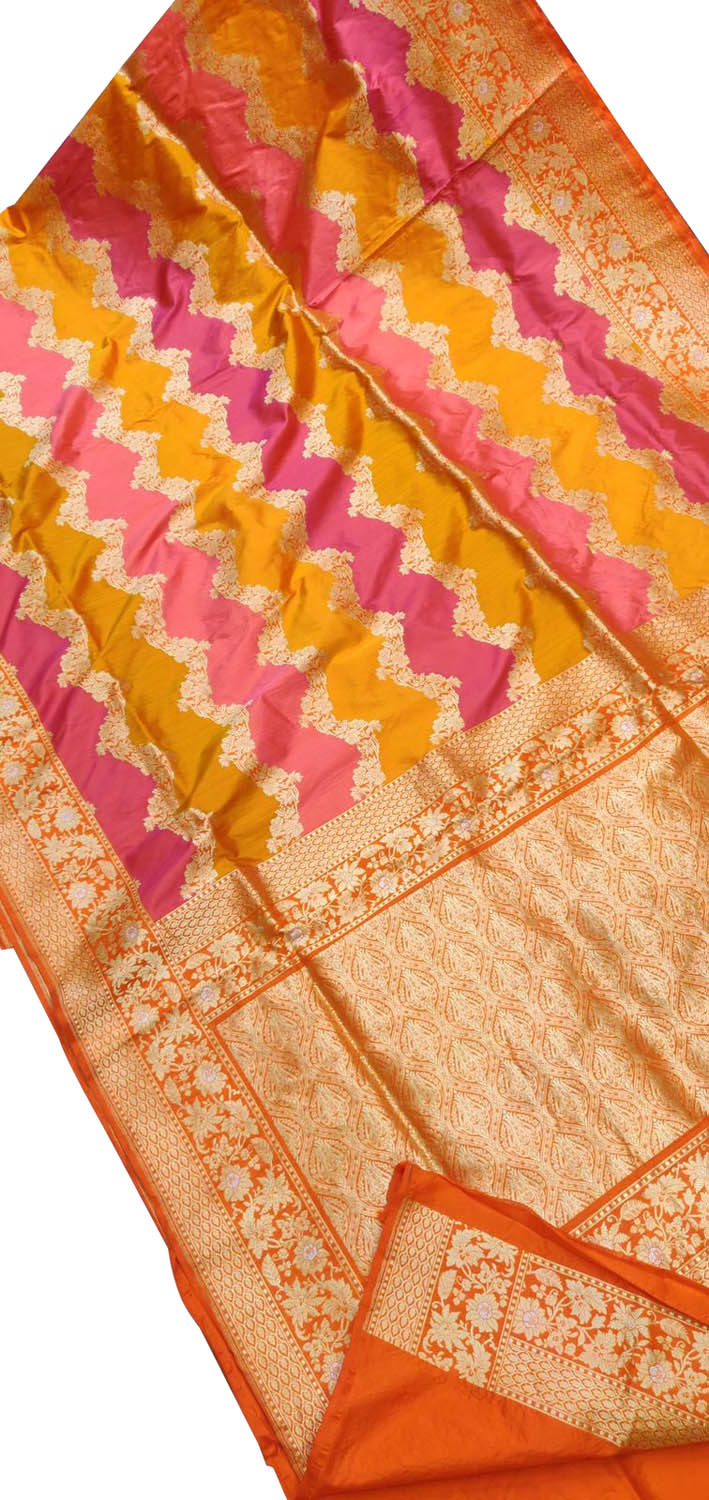 Exquisite Multicolor Banarasi Handloom Pure Katan Silk Rangkat Saree - Luxurion World