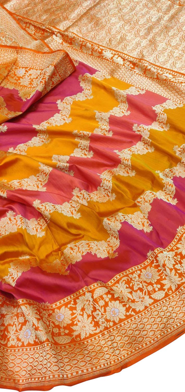 Exquisite Multicolor Banarasi Handloom Pure Katan Silk Rangkat Saree - Luxurion World