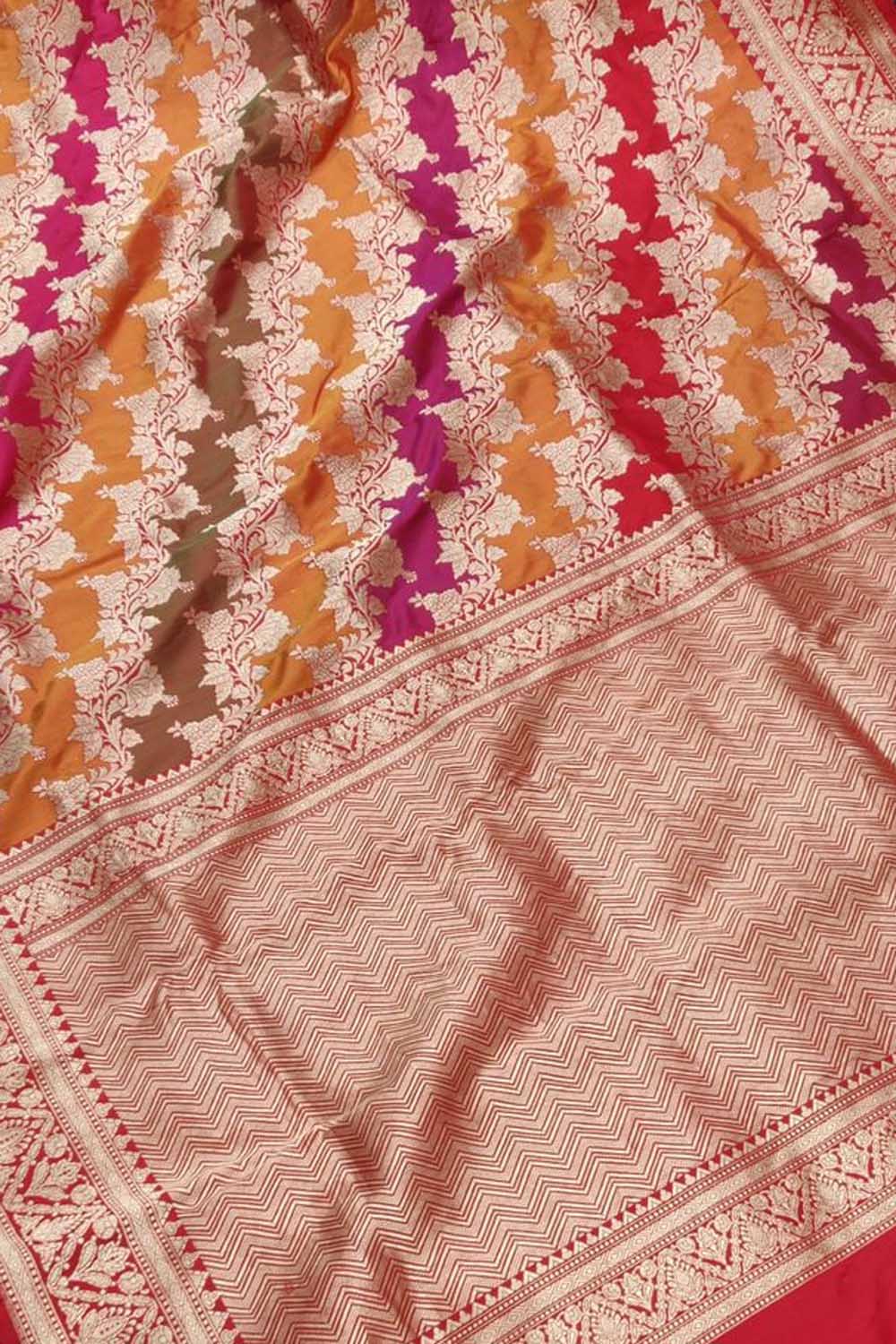 Exquisite Multicolor Banarasi Handloom Pure Katan Silk Rangkat Saree - Luxurion World
