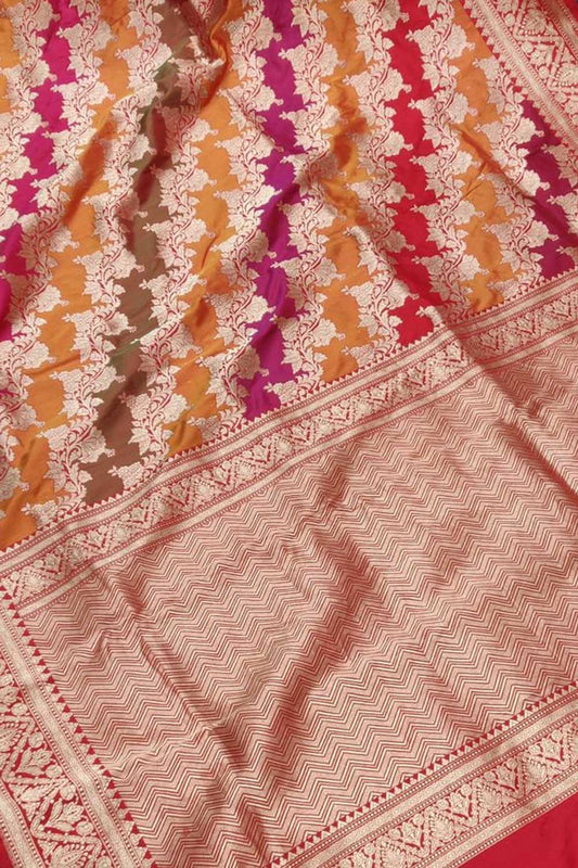 Exquisite Multicolor Banarasi Handloom Pure Katan Silk Rangkat Saree - Luxurion World