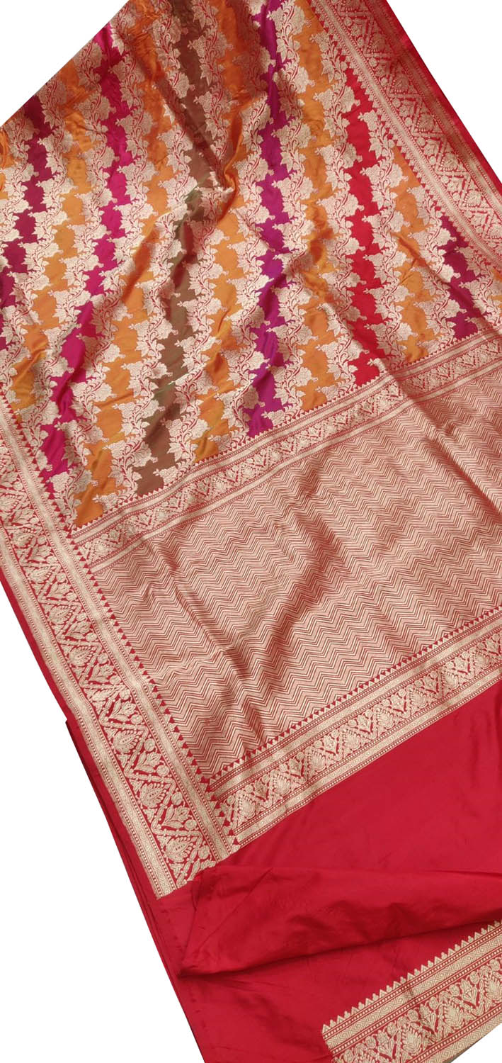 Exquisite Multicolor Banarasi Handloom Pure Katan Silk Rangkat Saree - Luxurion World