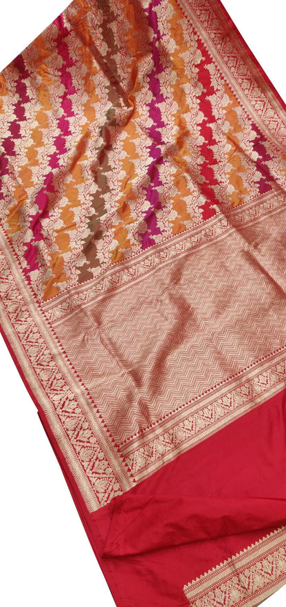 Exquisite Multicolor Banarasi Handloom Pure Katan Silk Rangkat Saree - Luxurion World