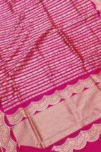 Elegant Pink Pure Katan Silk Banarasi Handloom Stripe Design Saree - Luxurion World