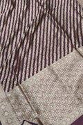 Elegant Brown Pure Katan Silk Banarasi Handloom Stripe Design Saree - Luxurion World