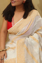 Colorful Banarasi Tussar Georgette Saree - Dyeable and Vibrant - Luxurion World