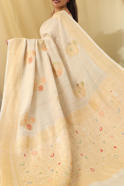 Elegant Dyeable Banarasi Tussar Georgette Saree - Luxurion World