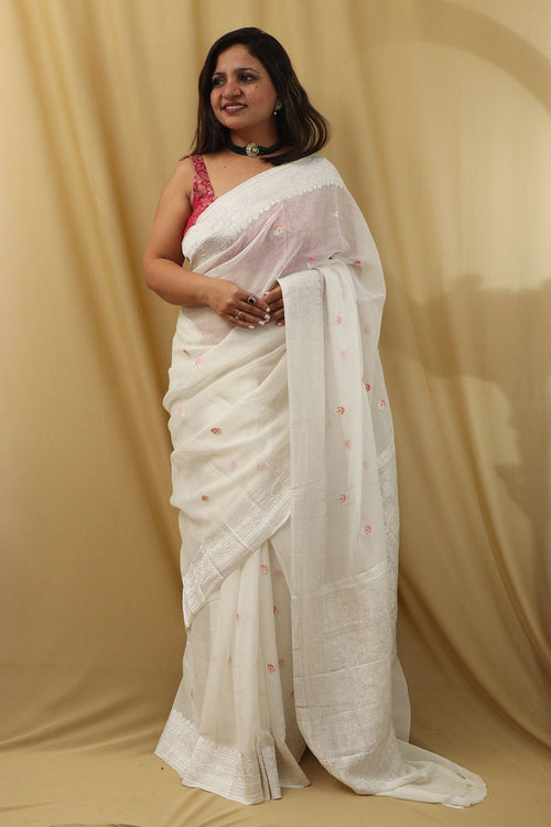 Elegant Dyeable Banarasi Handloom Pure Georgette Saree - Luxurion World