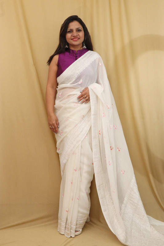 Exquisite Dyeable Banarasi Georgette Saree - Luxurion World