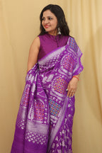 Exquisite Purple Banarasi Tussar Georgette Saree - Luxurion World