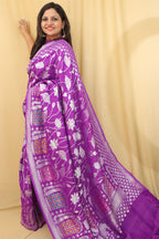Exquisite Purple Banarasi Tussar Georgette Saree - Luxurion World