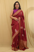 Exquisite Maroon Banarasi Tussar Georgette Saree - Luxurion World