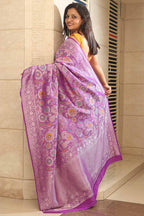 Elegant Purple Banarasi Tussar Georgette Saree - Luxurion World