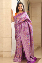 Elegant Purple Banarasi Tussar Georgette Saree - Luxurion World