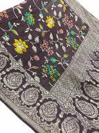 Purple Banarasi Handloom Pure Tussar Georgette Saree - Luxurion World