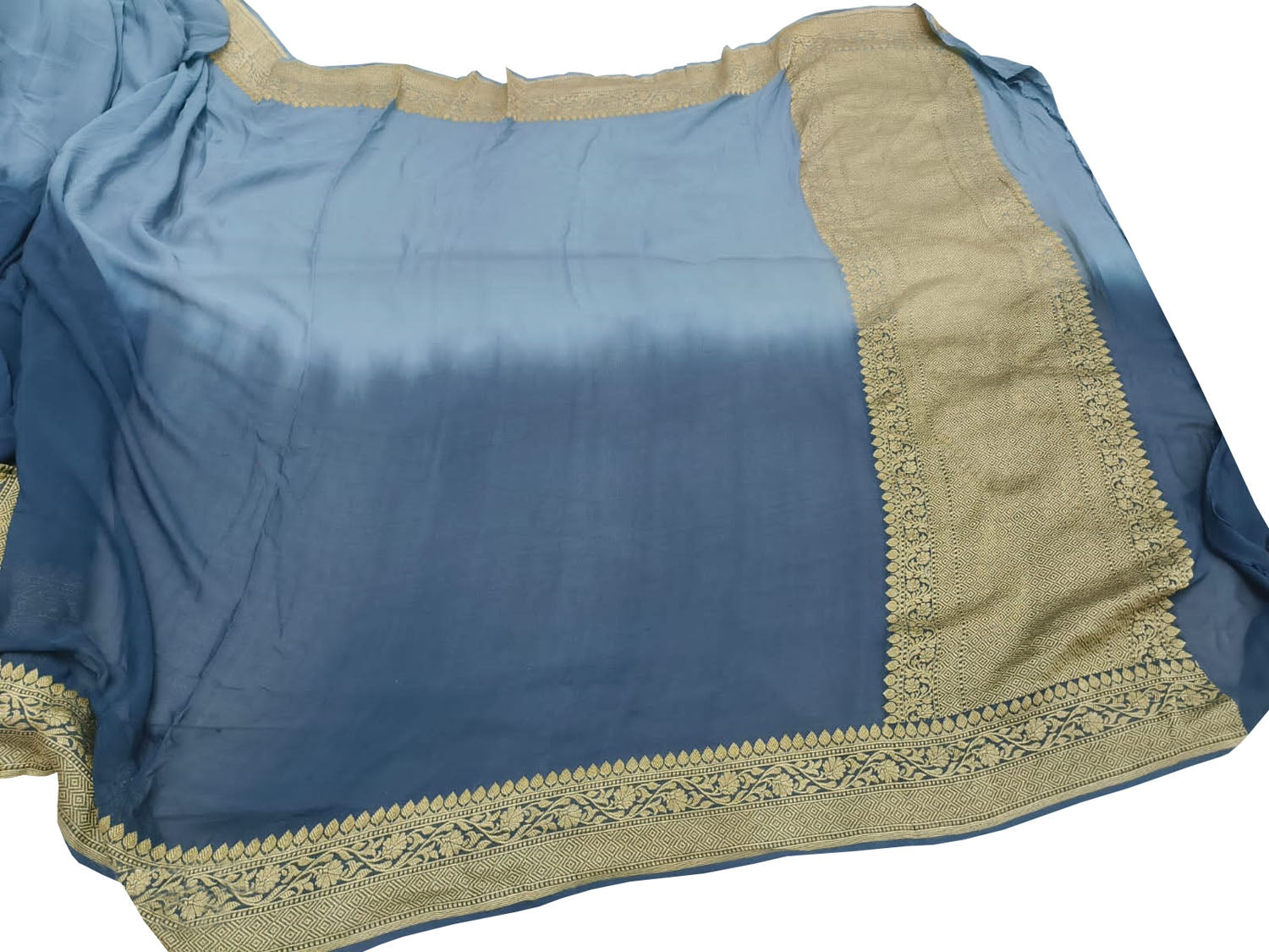 Blue Banarasi Georgette Saree: Handloom Elegance - Luxurion World