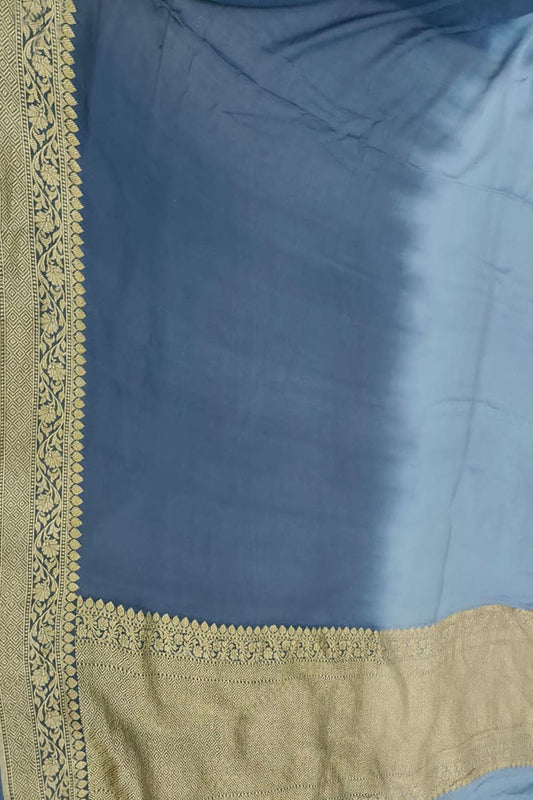 Blue Banarasi Georgette Saree: Handloom Elegance - Luxurion World