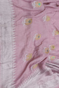 Exquisite Pink Banarasi Tussar Georgette Saree - Luxurion World