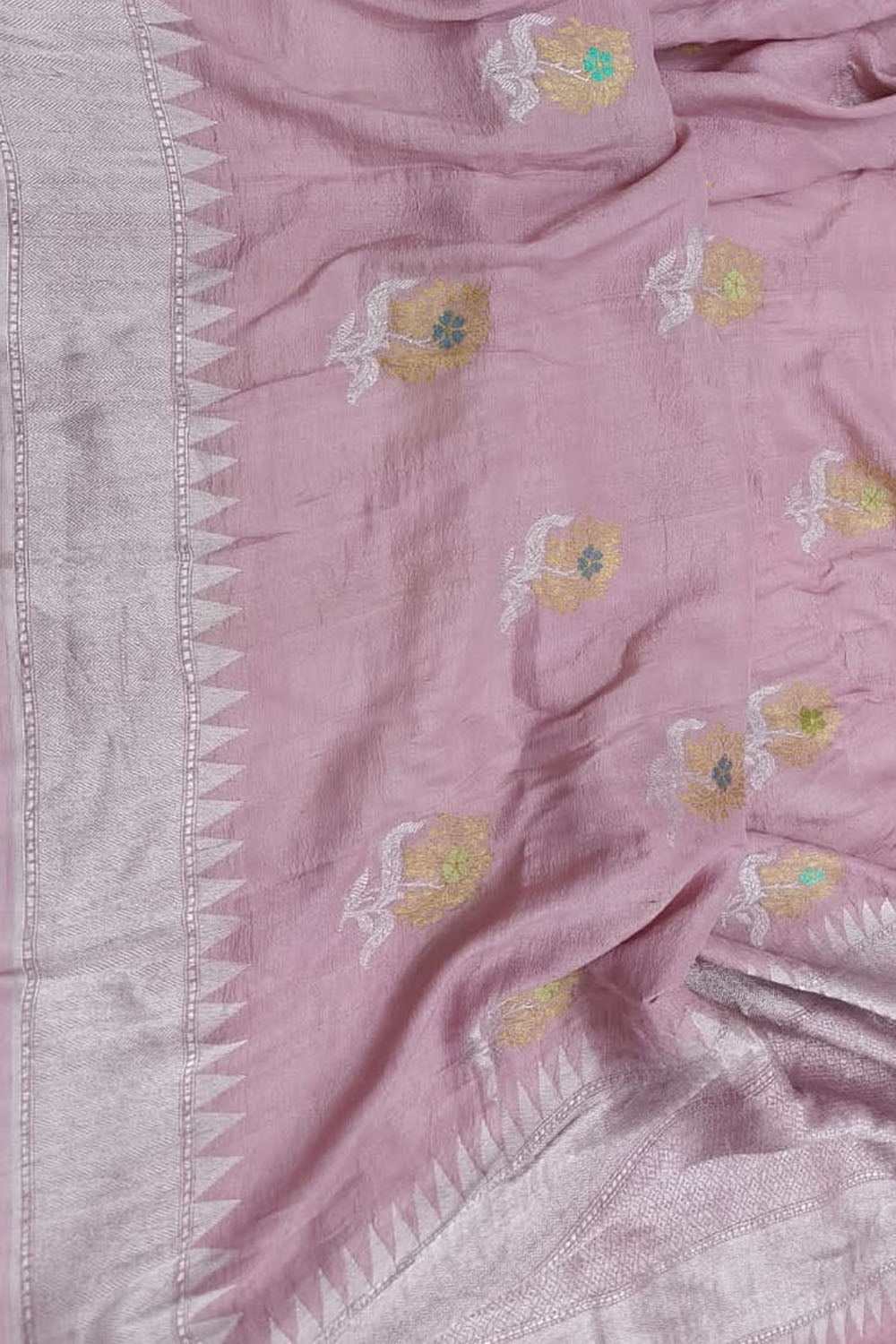 Exquisite Pink Banarasi Tussar Georgette Saree - Luxurion World