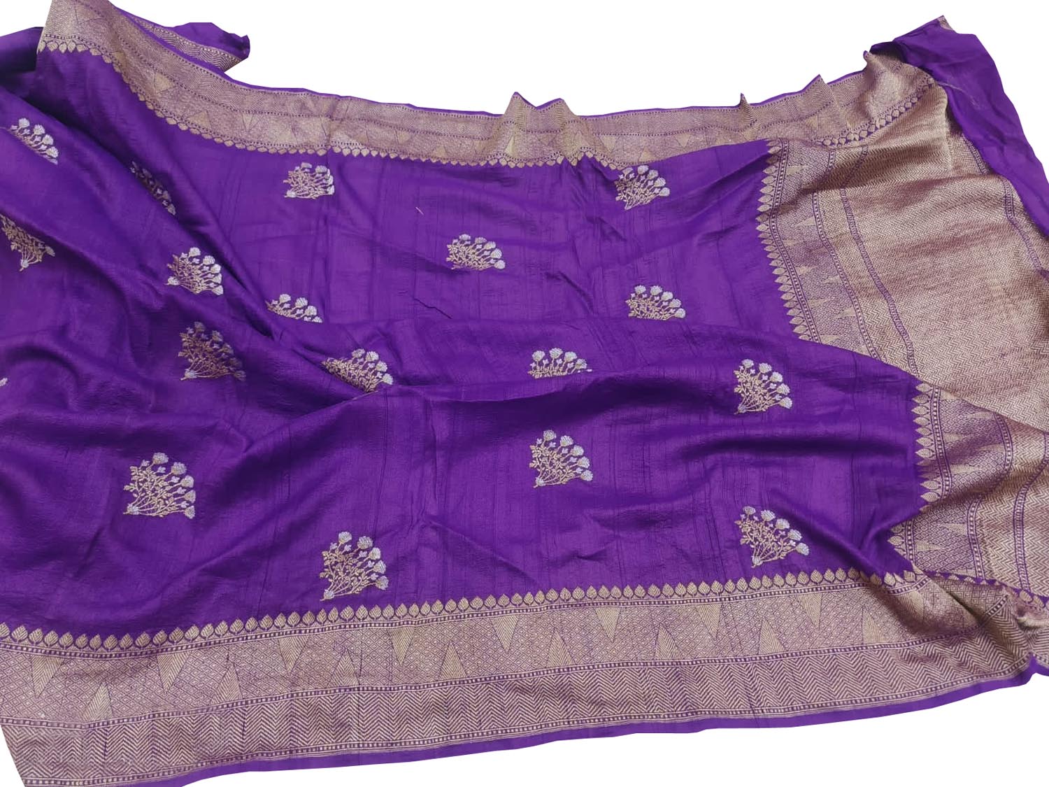 Elegant Purple Banarasi Tussar Georgette Saree - Luxurion World