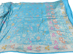 Elegant Blue Handloom Banarasi Pure Chiniya Silk Tissue Saree - Luxurion World