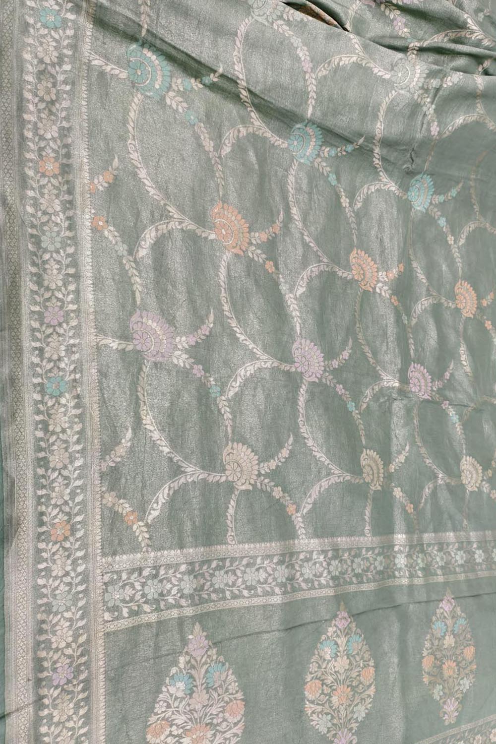 Elegant GGrey Handloom Banarasi Pure Chiniya Silk Tissue Saree - Luxurion World