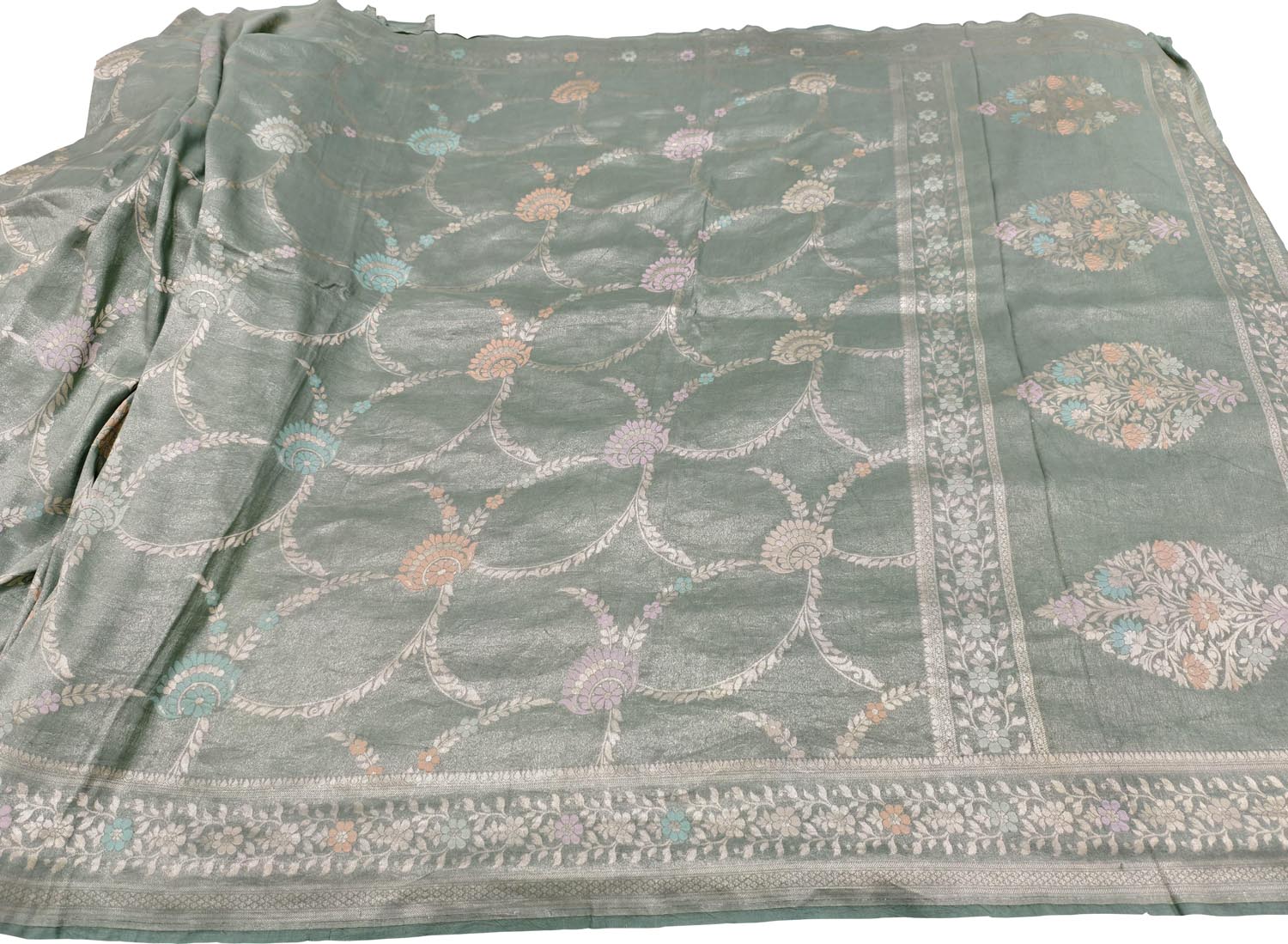 Elegant GGrey Handloom Banarasi Pure Chiniya Silk Tissue Saree - Luxurion World