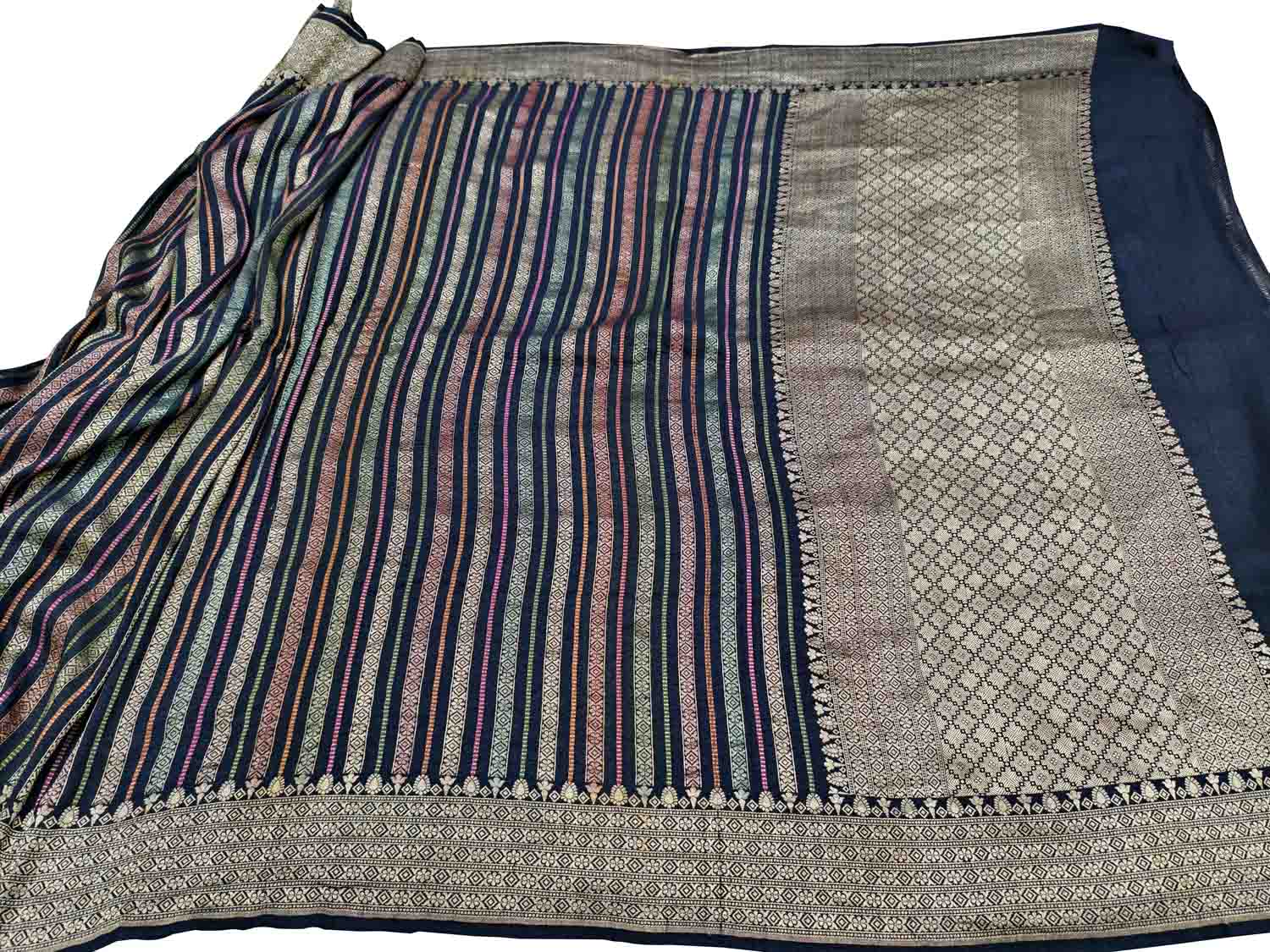 Exquisite Multicolor Handloom Banarasi Pure Tussar Georgette Saree - Luxurion World