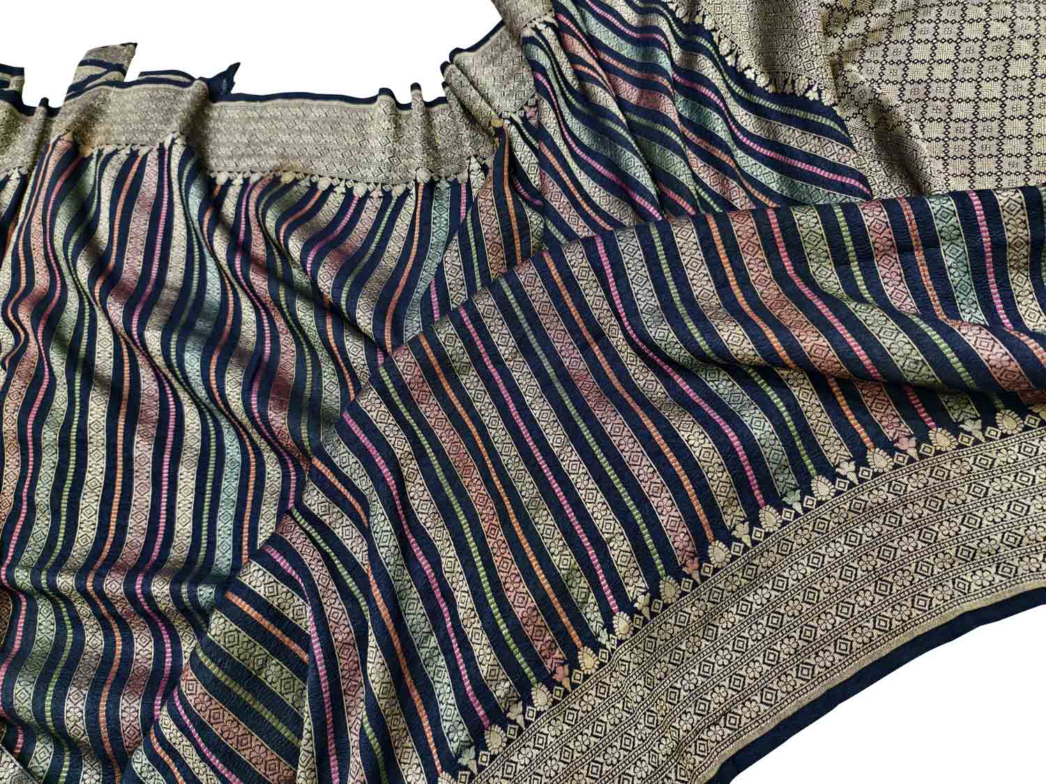 Exquisite Multicolor Handloom Banarasi Pure Tussar Georgette Saree - Luxurion World