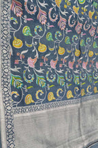 Elegant Grey Handloom Banarasi Pure Tussar Georgette Saree - Luxurion World