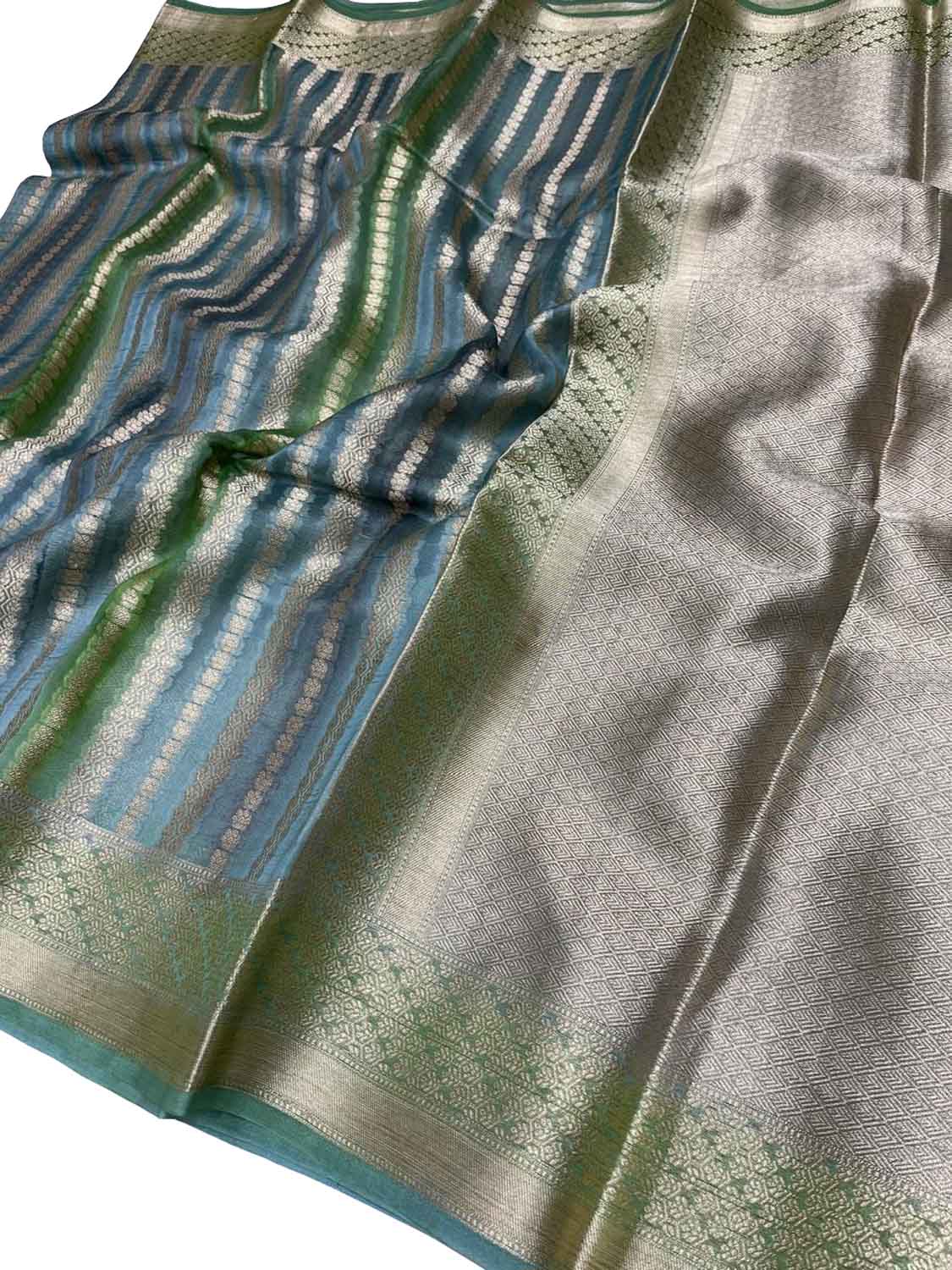Exquisite Multicolor Banarasi Organza Silk Saree - Luxurion World