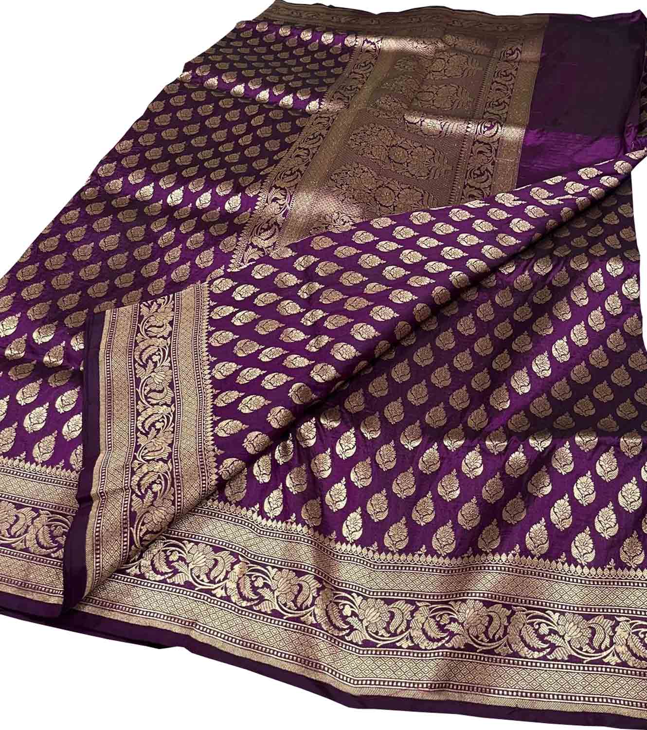 Elegant Purple Banarasi Pure Katan Silk Handloom Saree - Luxurion World
