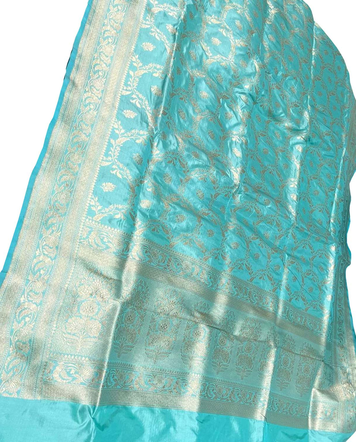 Blue Banarasi Pure Katan Silk Handloom Saree - Luxurion World