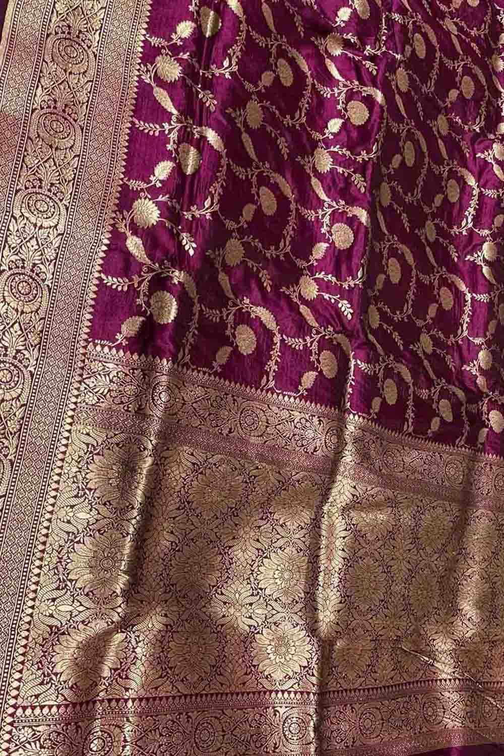 Exquisite Purple Banarasi Pure Katan Silk Handloom Saree - Luxurion World