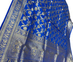 Blue Banarasi Pure Katan Silk Handloom Saree - Luxurion World